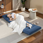 Fauteuil de sol canapé paresseux fauteuil convertible en lit inclinable 90° à 180° tissu - 70 x 72 x 56 cm - bleu foncé