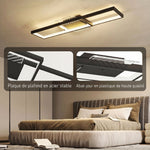 Plafonnier LED rectangle 43W, luminaire plafonnier 3000-6000K, 4600LM, télécommande, 70 x 30 cm, noir