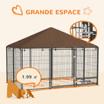 Chenil extérieur pour Chiens en acier et Tissu Oxford Support gamelle et Toit résistant aux intempéries Espace spacieux-7