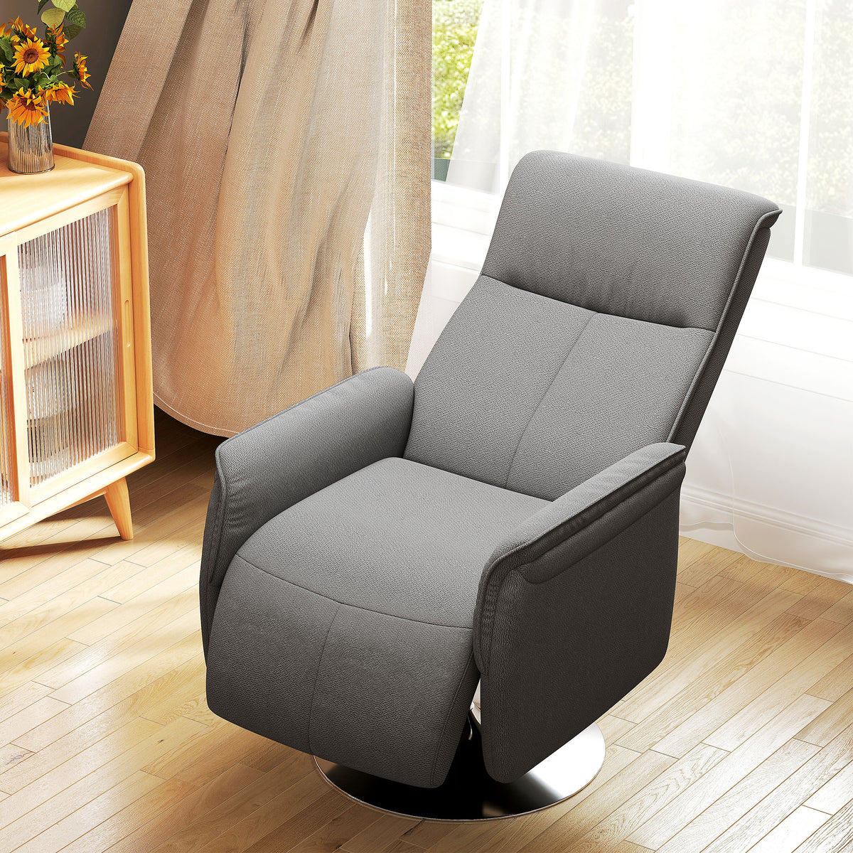 Fauteuil relax massant fauteuil de relaxation inclinable pivotant dossier et repose-pieds réglable 68,5x77x117cm gris