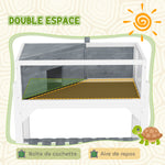 Maison pour tortues terrarium tortue terrestre sur pieds 2 zones toit ouvrant zone interactive 84,5 x 47,5 x 90 cm gris