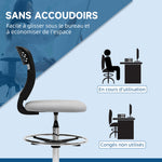 Chaise de bureau ergonomique en maille, chaise de dessin, hauteur et repose-pieds réglable, 59 x 59 x 106-126 cm, gris