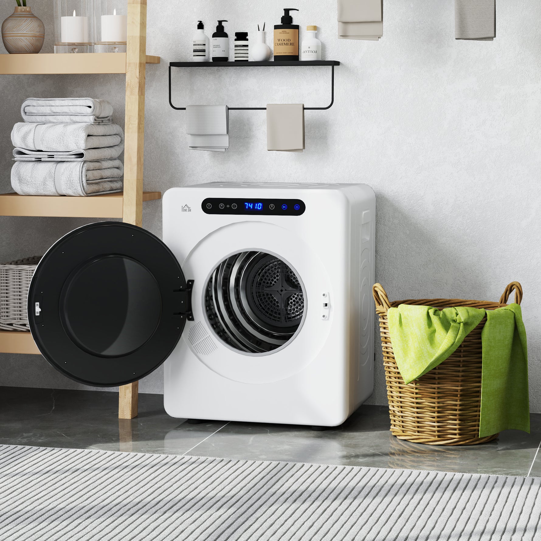 Sèche linge à évacuation, sèche-linge électrique 1000 W 3 Kg, modes Extra Dry et ECO, minuterie, acier inoxydable, blanc