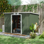 Abri de Jardin 3,6 m² Remise à Outils avec kit de fondation en Acier galvanisé avec Portes coulissantes Vert clair