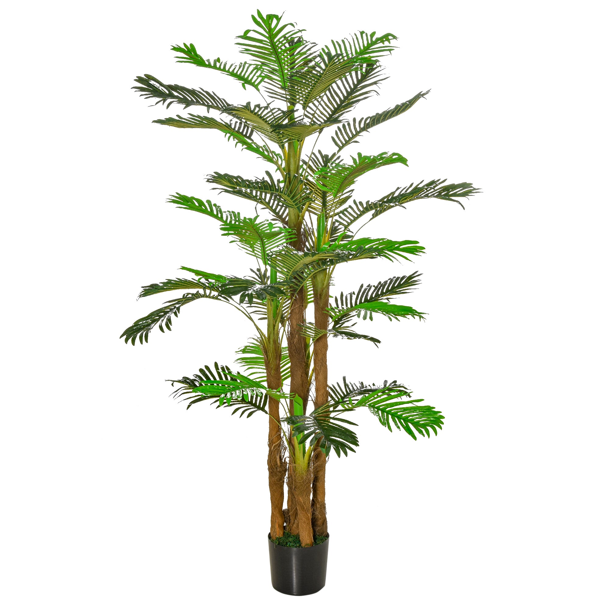 Palmier Artificiel H.1,85 m Arbre Artificiel Tronc Branches Lichen Feuilles Grand réalisme Pot Inclus