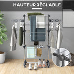 Séchoir à linge étendoir pliable ailes latérales utilisation intérieure et extérieure 3 niveaux 142 x 55 x 152 cm gris
