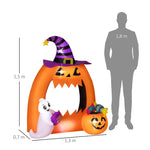 Arche de citrouille gonflable d'Halloween 150 cm avec fantôme mignon décoration gonflable d'Halloween avec lumières LED