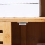 Buffet meuble de rangement 3 portes ajourées et étagères en bambou 100 x 35 x 82 cm naturel