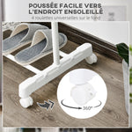 Portant à vêtements, penderie vêtement en acier avec support à chaussures et crochets latéraux, argent et blanc