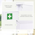 Armoire à pharmacie murale en acier, armoire à médicaments à 3 niveaux porte verrouillable 2 clés, 30x14x46cm, blanc
