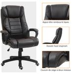 Fauteuil de bureau massant  fauteuil bureau ergonomique grand confort hauteur réglable fonction dossier à bascule revêtement synthétique brun