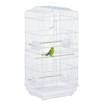 Cage à oiseaux volière avec mangeoires perchoirs plateau excrément amovible cage pour canaris perruches perroquets 46,5 x 35,5 x 92 cm blanc-0