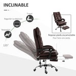 Fauteuil de bureau chaise de bureau ergonomique avec hauteur réglable dossier inclinable repose-pied rétractable marron