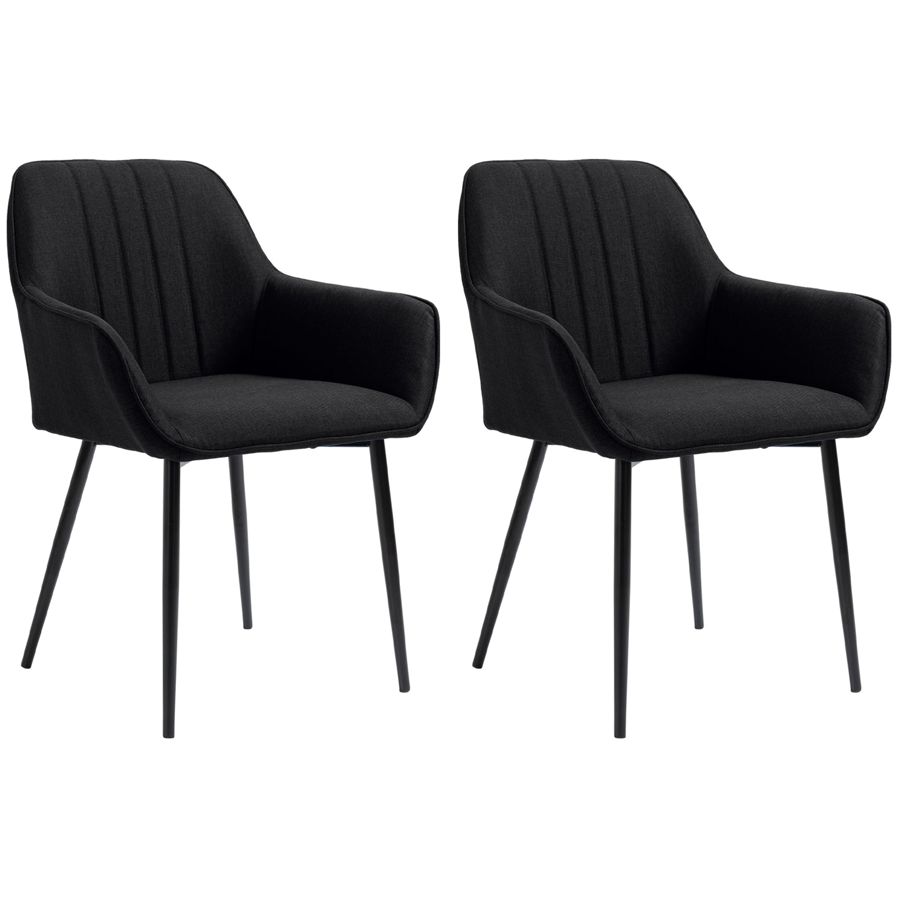 Chaises de Salle à Manger Chaises de Visiteur Design scandinave - Lot de 2 chaises - Pieds effilés métal Noir