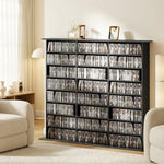 Meuble de rangement 1032 CDs / 594 DVDs, étagère multimédia, 24 compartiments et 18 étagères ajustables, noir