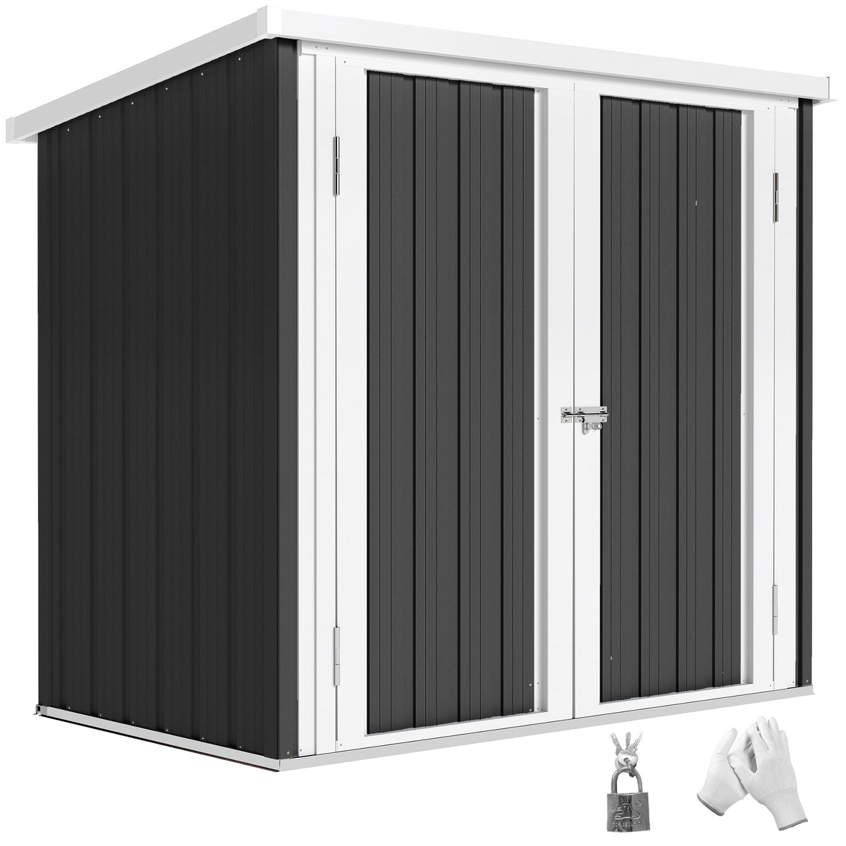 Abri de Jardin - cabane de jardin 1,09 m² - cabanon rangement outils 2 Portes verrouillables - dim. 147L x 86l x 134H cm - tôle d'acier Noir Blanc