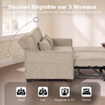 Canapé Convertible 2 Places 4 en 1, Canapé-Lit d'Angle en Chenille 167cm, Dossier Réglable, Assise Large, Marron