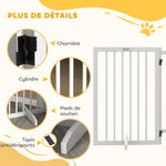 Barrière de sécurité modulable pliable pour animaux de compagnie avec pied de support, bois massif, 206 x 35,5 x 76 cm