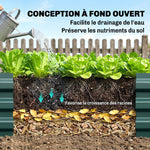 Carré Potager en Métal Modulable - Potager Surélevé 241x90,5x30cm en Acier Galvanisé - Jardinière Extérieur Anti-Rouille pour Légumes et Fleurs, Vert Foncé