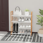 Etagère à Chaussures - étagère de Rangement - Meuble Chaussures 4 Niveaux Bois de pin étagères à Lattes MDF Blanc