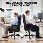 Chaise Bureau Ergonomique Inclinable, Fauteuil de Bureau en PU, Accoudoirs Synchronisés, Hauteur Réglable, Noir