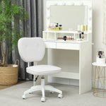 Chaise de bureau sans accoudoirs, fauteuil de bureau, hauteur réglable, pivotant 360°, 46 x 59 x 82-92 cm, blanc