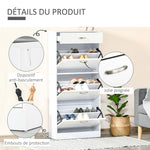 Scarpiera - 3 ante a ribalta e cassetto scorrevole - dim. 62L x 24P x 135A cm Bianco