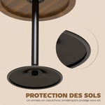 Table de bar ronde 60 cm, table haute cuisine mange-debout avec patins antidérapants, pour cuisine, salon, noyer