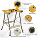 Établi pliant établi de serrage avec 4 serre-joints table de travail, charge 100 kg, 62,5x60,5x78,5cm, gris