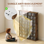 Rangements pour CD et DVD avec 16 compartiments et 12 étagères réglables capacité max. 720 CD/396 DVD et Blu-ray marron
