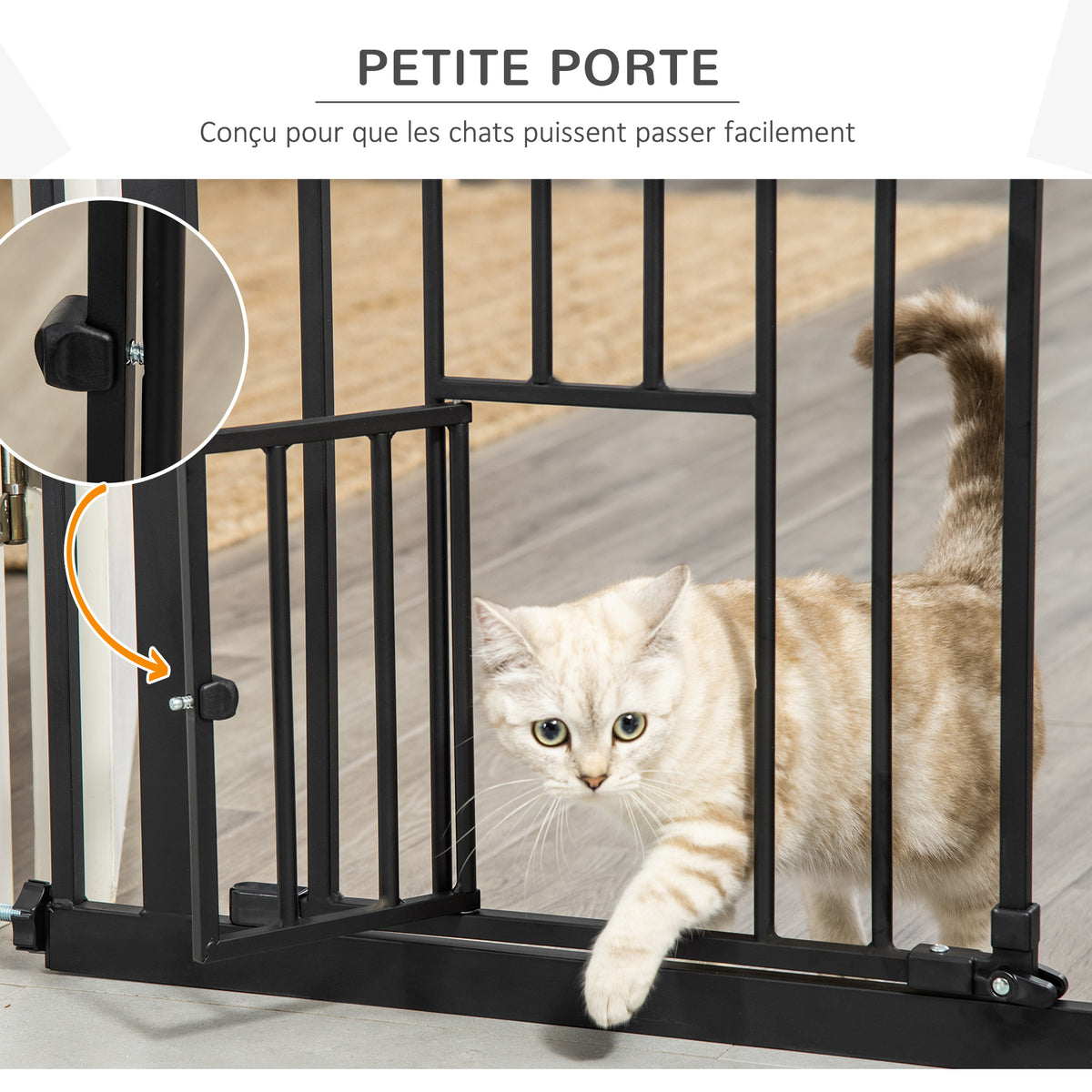 Lot de 2 barrières de sécurité animaux de 104H cm avec système de double verrouillage sans percage de 74 à 80 cm