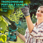 Mini tronçonneuse à batterie 8 pouces 6000mAh 580W élagueuse sans fil pour branches et jardin perche télescopique bleu