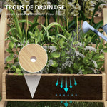 Jardinière sur Pieds carré Potager 3 étages avec 2 roues Charrette Bois Sapin, dim. 62L x 61l x 57H cm