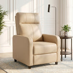 Fauteuil Relax Inclinable, Fauteuil de Relaxation en PU avec Repose-Pieds, Dossier Réglable par Poussée, Beige