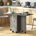 Table de cuisine pliable table à manger pliante 2 plateaux rabattables avec 2 tiroirs 1 placard gris