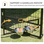 Chenil extérieur pour Chiens en métal et Tissu Oxford Support gamelle et Toit résistant aux intempéries Espace spacieux