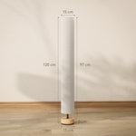 Lampadaire sur pied de salon avec abat-jour en lin, interrupteur à pied, 2 x douille E27, 120 cm, beige