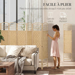 Paravent intérieur en bois séparateur de pièce cloison pliable 8 panneaux 320 x 170 cm bois naturel