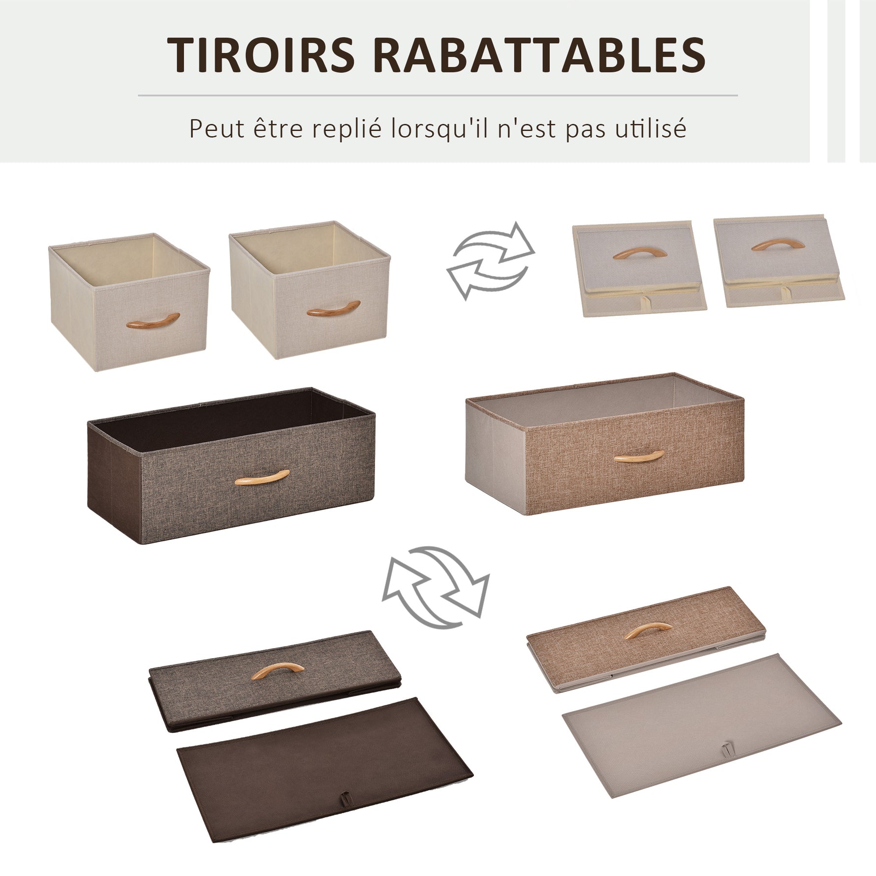 Meuble de Rangement chiffonnier 4 tiroirs en Tissu 58 x 29 x 78,5 cm multicolore