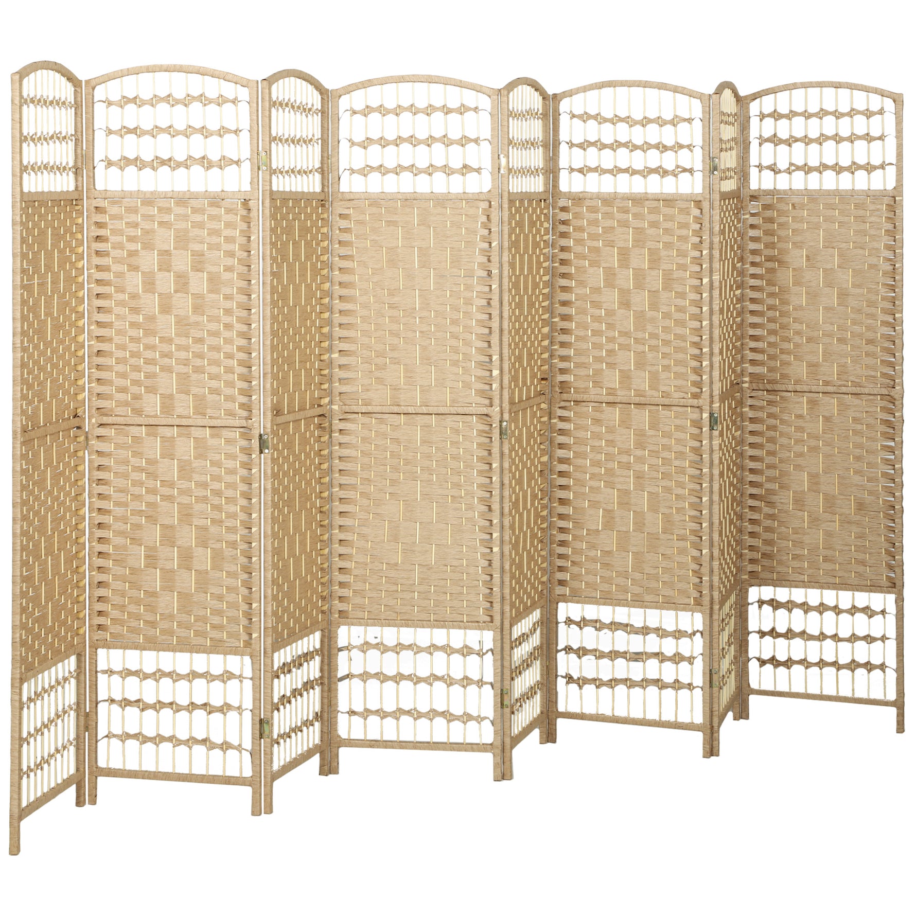 Paravent intérieur en bois séparateur de pièce cloison pliable 8 panneaux 320 x 170 cm bois naturel