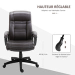 Bureaustoel ergonomische bureaustoel verstelbaar zwenkwielen 360° draaibaar PU-kunstleer bekleding 64 x 73 x 106-115,5 cm chocolade