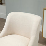 Fauteuil Scandinave Confortable pour Salon et Chambre, Pieds en Bois Massif, Revêtement en Tissu Lin, Beige