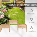 Jardinière sur Pieds carré Potager 2 étages dim. 184L x 45l x 80H cm Inserts d'irrigation Bois Sapin pré-huilé