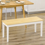 Banco de madera bicolor para 2 personas, asiento natural y patas blancas, 102 x 36 x 45 cm