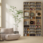 Rangements pour CD et DVD, étagère rangement 1116 CD/528 DVD, 36 compartiments et étagères réglables, chêne