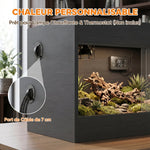 Terrarium pour Reptiles en Bois OSB, Porte en Verre Trempé, Serrure Sécurisée et Couvercle en Filet, 60x45x45cm, Noir