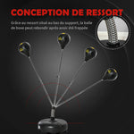 Punching ball sur pied réglable hauteur 133 -151 cm, sac de frappe sur pied 2 gants base lesté 45 x 45 x 133-151 cm noir