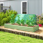 Carré Potager de Jardin Rectangulaire Jardinière Extérieure 241 x 90,5 x 30 cm Tôle d'Acier Ondulée Vert Clair