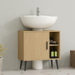 Meuble sous lavabo salle de bain avec porte à fermeture progressive et étagère réglable, 60 x 30 x 59,5 cm, chêne
