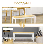 Banc en bois pour 2 personnes bicolore assise naturelle et piètement blanc 102 x 36 x 45 cm